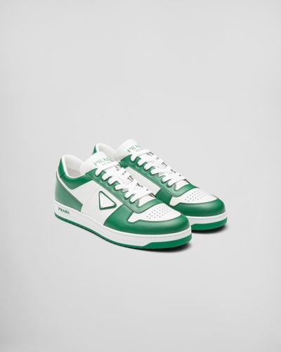 Prada Downtown Brand-plaque Leather Low-top Trainers - Green