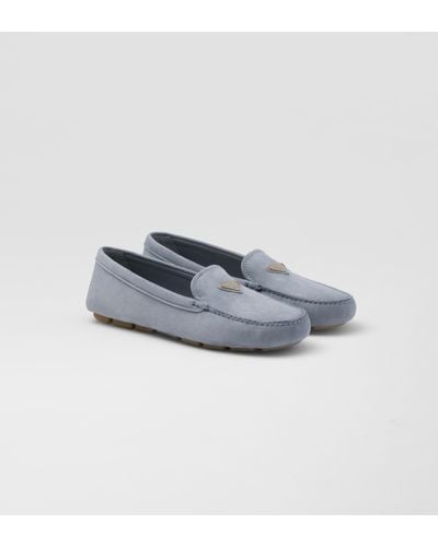 Prada Suede Driving Loafers - Gray