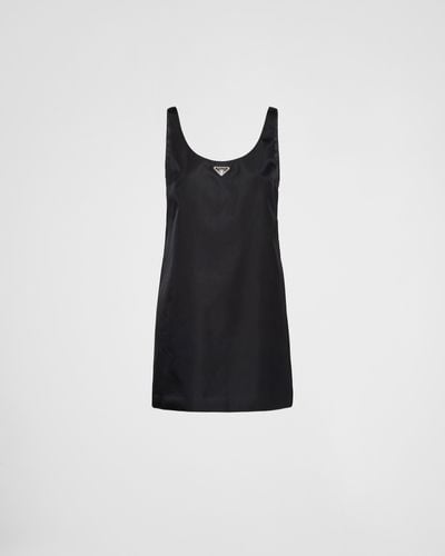 Prada Re-nylon Logo-plaque Minidress - Black