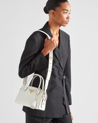 Prada Kristen Saffiano Leather Mini Bag - White