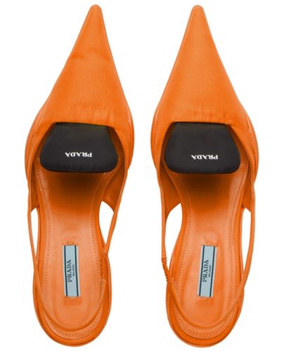 Prada Two-tone Nylon Gabardine Pumps - Orange