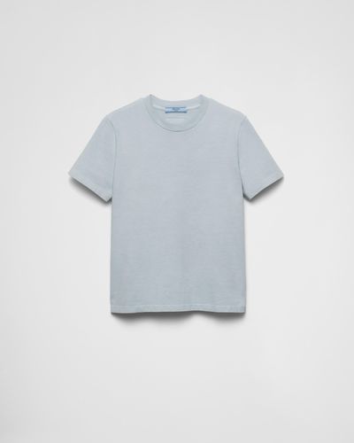 Prada T-Shirt Aus Jersey - Blau