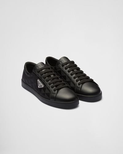 Prada Leather And Re-nylon Sneakers - Black