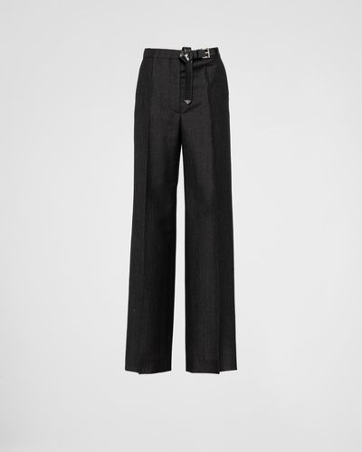 Prada Pantalon En Mohair De Chevreau - Noir