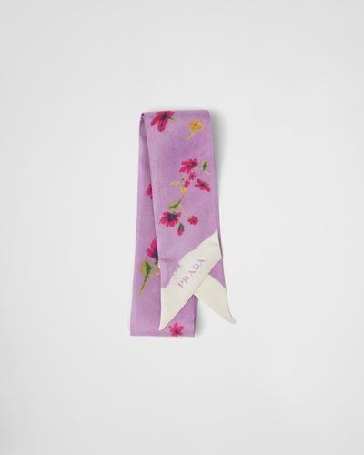 Prada Printed Silk Twill Foulard - Pink