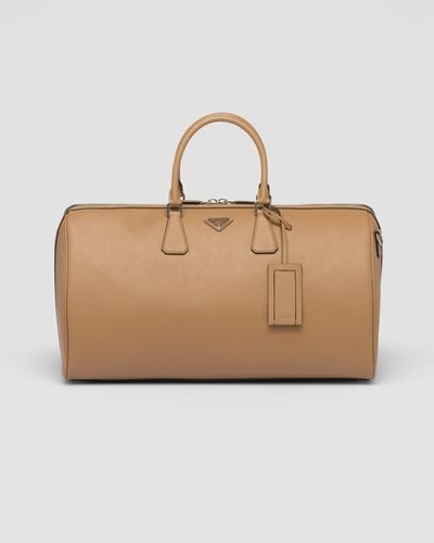 Prada Saffiano Leather Travel Bag - Natural