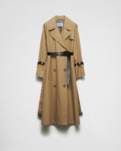Prada Double-Breasted Cotton Twill Trench Coat - Natural