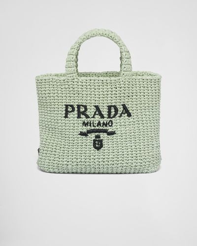 Prada Small Crochet Tote Bag - Green