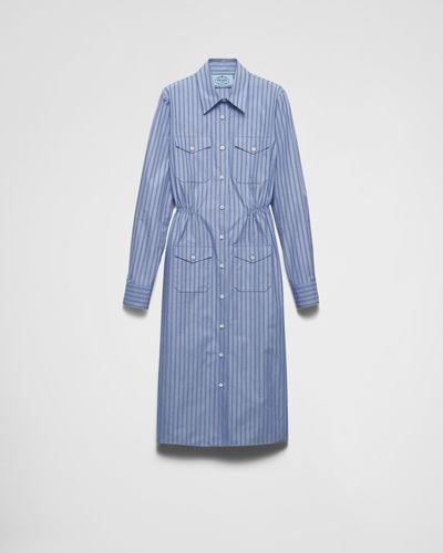 Prada Striped Chambray Dress - Blue
