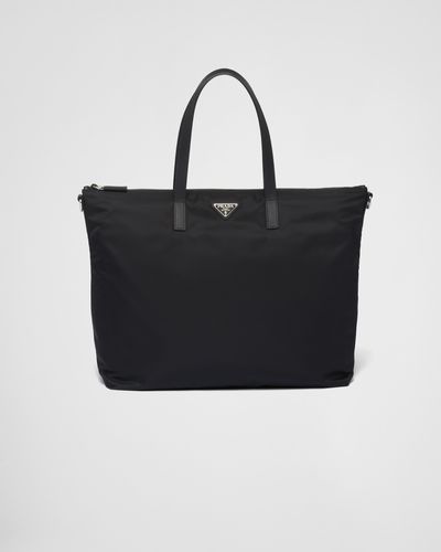 Prada Re-nylon And Saffiano Leather Tote Bag - Black
