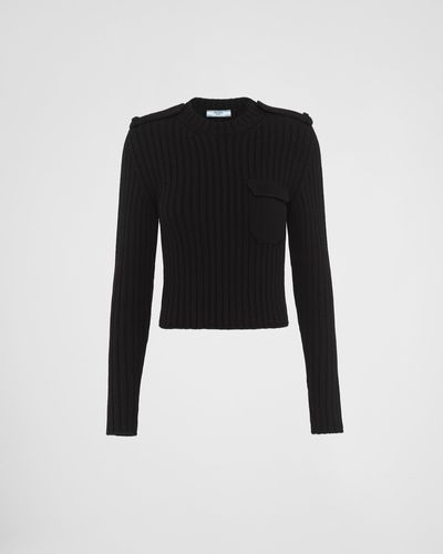 Prada Wool And Cashmere Crew-neck Sweater - Black