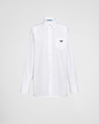 Prada Triangle-logo Poplin Shirt - White