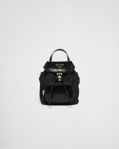 Prada Small Re-nylon And Brushed Leather Backpack - Black