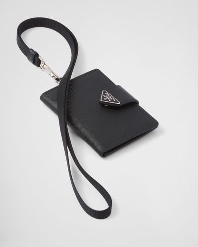 Prada Saffiano Leather Card Holder - Metallic