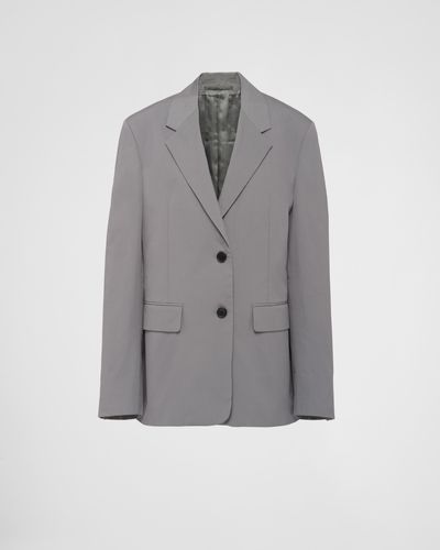 Prada Single-Breasted Panama Cotton Jacket - Gray
