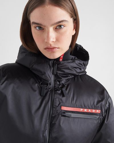 Prada Technical Nylon Hooded Down Jacket - Black