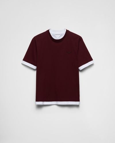 Prada T-Shirt Aus Baumwolle - Rot