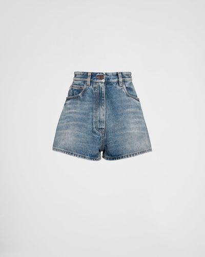 Prada Shorts In Denim - Blu