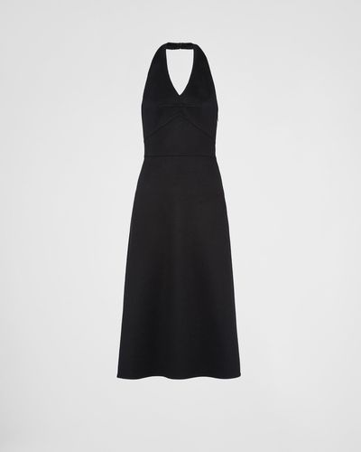 Prada Double Cashmere Halter Midi-dress - Black