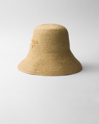 Prada Woven Fabric Hat - Natural
