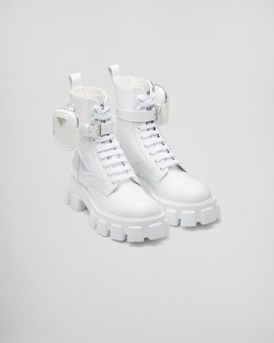 Prada Monolith Mini Bag Lug Sole Combat Boot - White