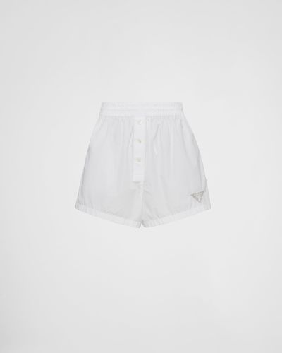 Prada Shorts In Popeline - Bianco