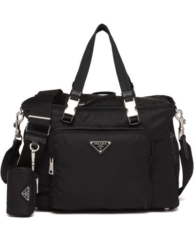 Prada Re-nylon And Saffiano Leather Pet Bag - Black