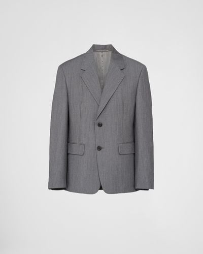 Prada Single-breasted Mohair Wool Jacket - Gray