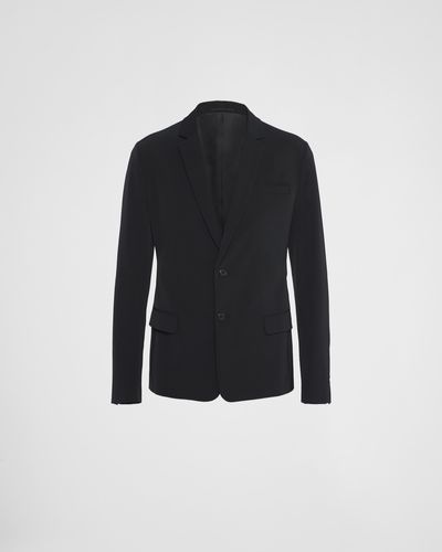 Prada Single-Breasted Technical Stretch Fabric Jacket - Blue
