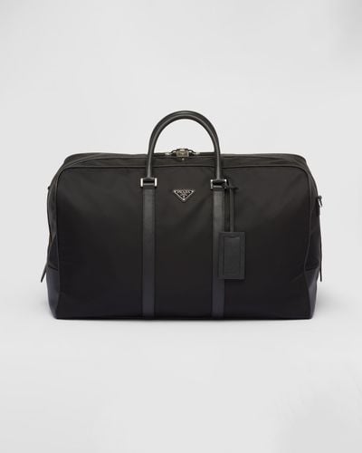 Prada Re-nylon And Saffiano Leather Duffle Bag - Black