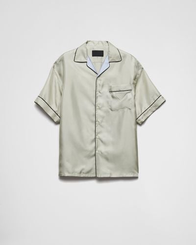 Prada Short-Sleeved Silk Twill Shirt - Gray