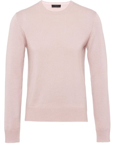 Prada Cable-knit Cashmere Crew-neck Sweater - Pink