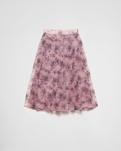 Prada Printed Nylonette Skirt - Pink