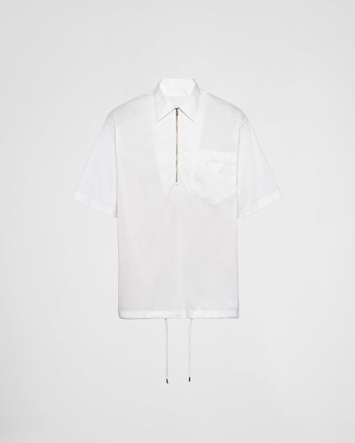 Prada Short-Sleeve Stretch Cotton Shirt - White