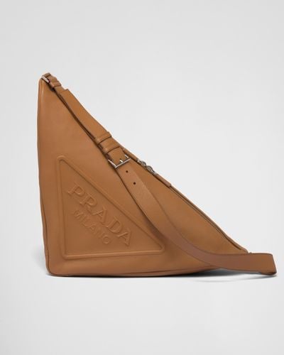 Prada Large Leather Triangle Bag - Brown