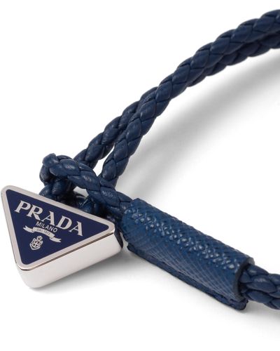 Prada Geflochtenes Armband Aus Nappa-leder - Blau