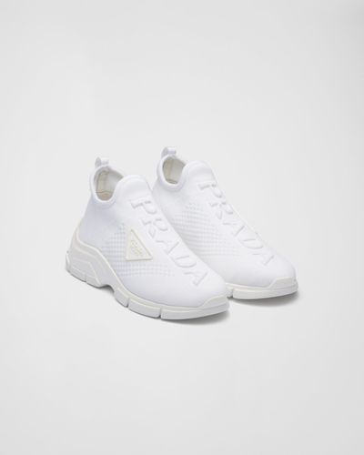 Prada Knit Sock Sneakers - White