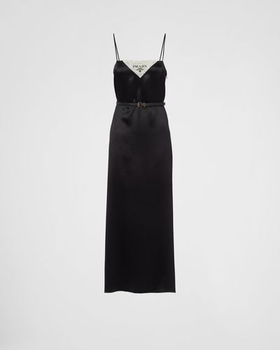 Prada Satin Crepe Slip Dress - Black