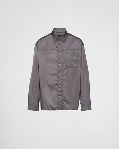 Prada Camicia Oversize In Re-nylon - Grigio
