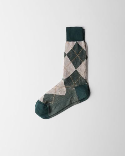 Prada Argyle Cotton Ankle Socks - Multicolor