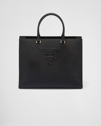 Prada Large Saffiano Leather Handbag - Black