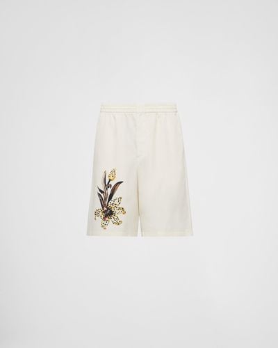 Prada Silk Bermuda Shorts - White