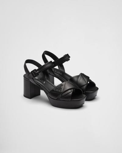 Prada Quilted Nappa Leather Platform Sandals - Black