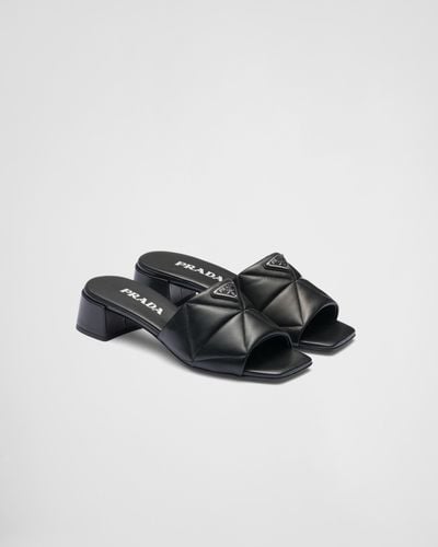 Prada Quilted Nappa Leather Slides - Black