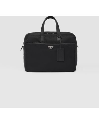 Prada Re-Nylon And Saffiano Leather Briefcase - Black