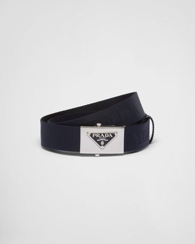 Prada Triangle-logo Woven Belt - Blue