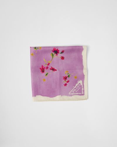 Prada Printed Silk Twill Foulard - Pink