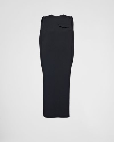 Prada Natté Gabardine Midi-dress - Black