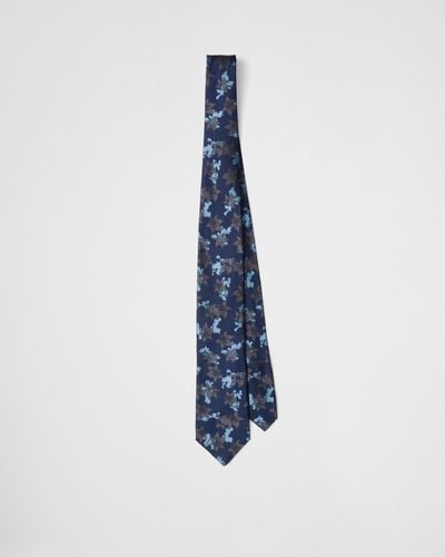Prada Cravate En Soie - Bleu