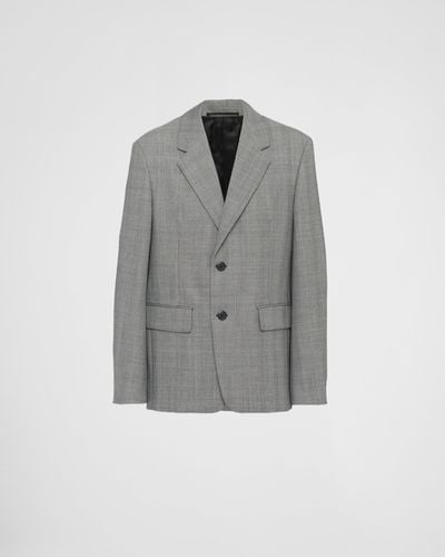 Prada Single-Breasted Wool Jacket - Gray